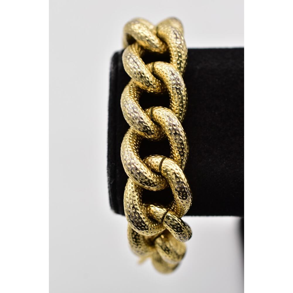 1AR by UnoAerre Vintage Gold Tone Chunky Chain Bracelet 9” Signed Italy BinBR